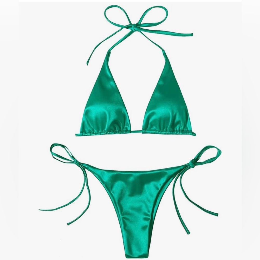 Boutique Emerald Green Brazilian String Bikini Bathing Suit Sexy XSmall/Small